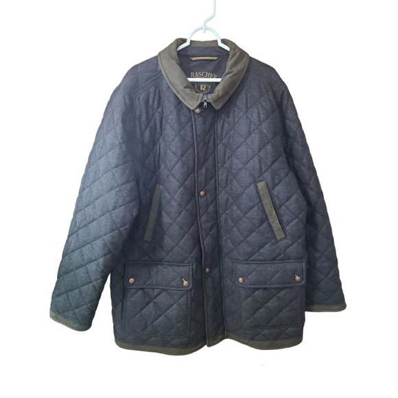 NWT Rascher Wool Gray Quilted Coat Jacket Men’s Size XL Germany